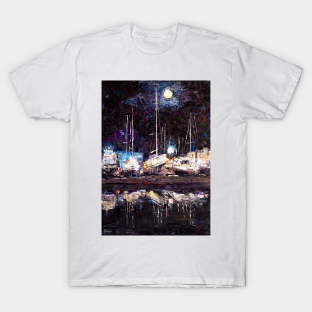 Night Port In Empuriabrava T-Shirt by NataliaShchip